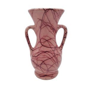 Vase California Pottery Pink USA Number 710 with Faux Horsehair Pattern 7 Inches